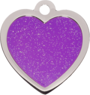 Purple Heart Glitter Cat Tag